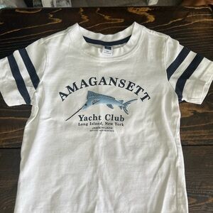 Janie and Jack White and Navy Yacht Club Tee